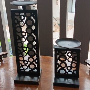Elegant Black Metal Candle Holders
